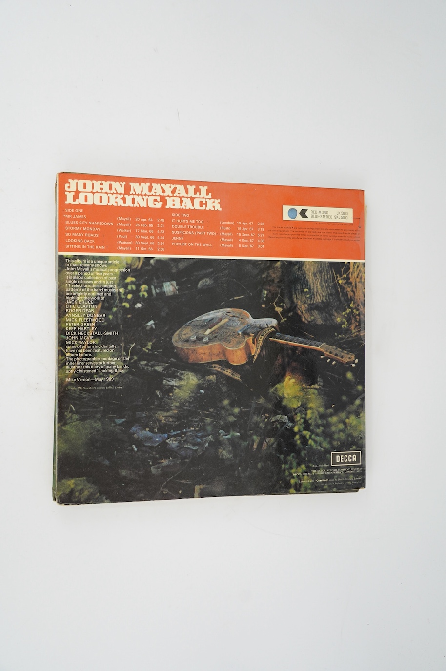 Eight John Mayall LP record albums; Looking Back, Blues from Laurie Canyon, The Diary of a Band, The Blues Alone, The World of John Mayall, Jazz Blues Fusion, Blues Breakers, A Hard Road. Condition - fair